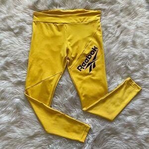 NWT Reebok Classic Vector Leggings Yellow Lost and Found Collection Size Large